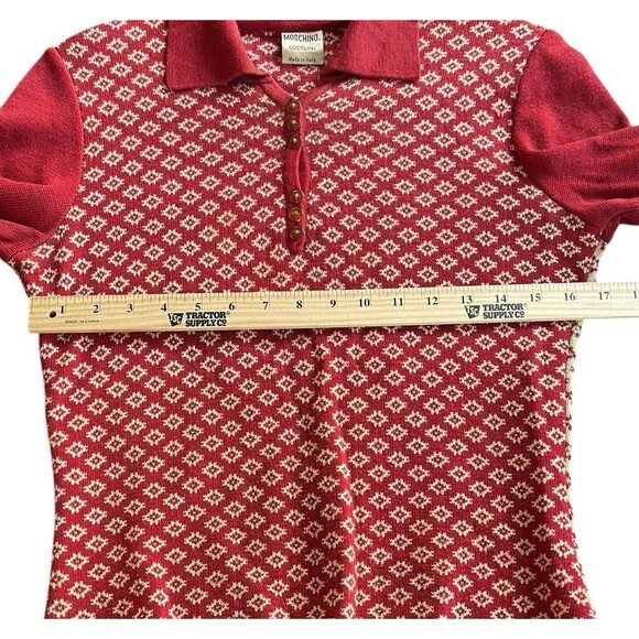Moschino Couture‎ Women’s Collared Sweater Longsleeve Size 8 Wool Button V Neck - Picture 7 of 10